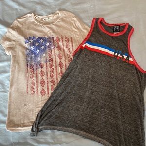 Lot of 2 Fourth of July Patriotic Tank and t shirt size S